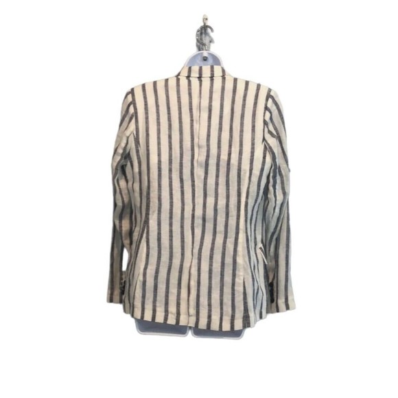 a loves a Linen Striped Shoulder Pad Double Breasted Blazer Size Medium - Picture 2 of 10